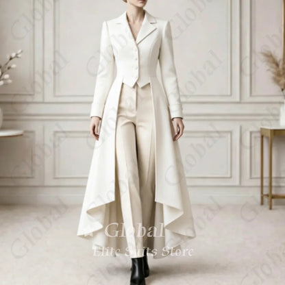 Women Victorian Long Tailcoat 2 Pieces Suit Slim Fit Lapel Formal Long Jacket Pants Set Elegant Wedding Guest Outfit Customized