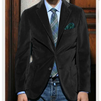 Men's Velvet Blazer Single-Breasted Slim Fit Sport Coat for Business and Formal Occasions