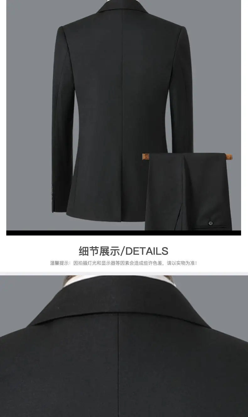 Men's Smart Casual 2-Piece Suit Set – Single Breasted Blazer and Trouser for Travel and Business