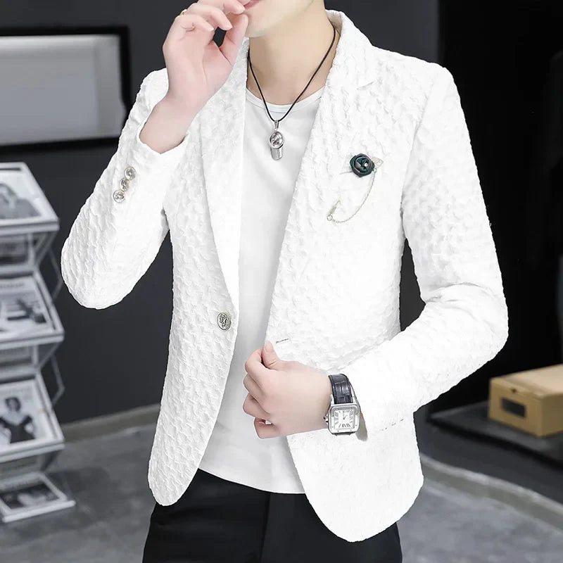 Blazer Men's Fashion Outdoor Travel Gentleman Wedding Slimming Business Versatile Trendy Casual Korean-style Formal Wear Blazer