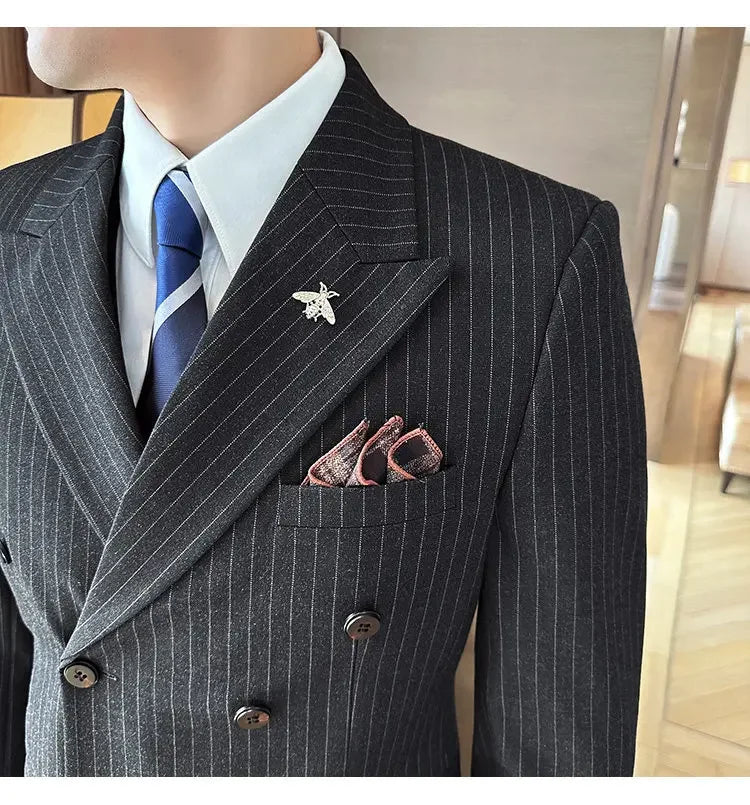 Men's Double Breasted Blazer – Formal Wedding & Business Jacket