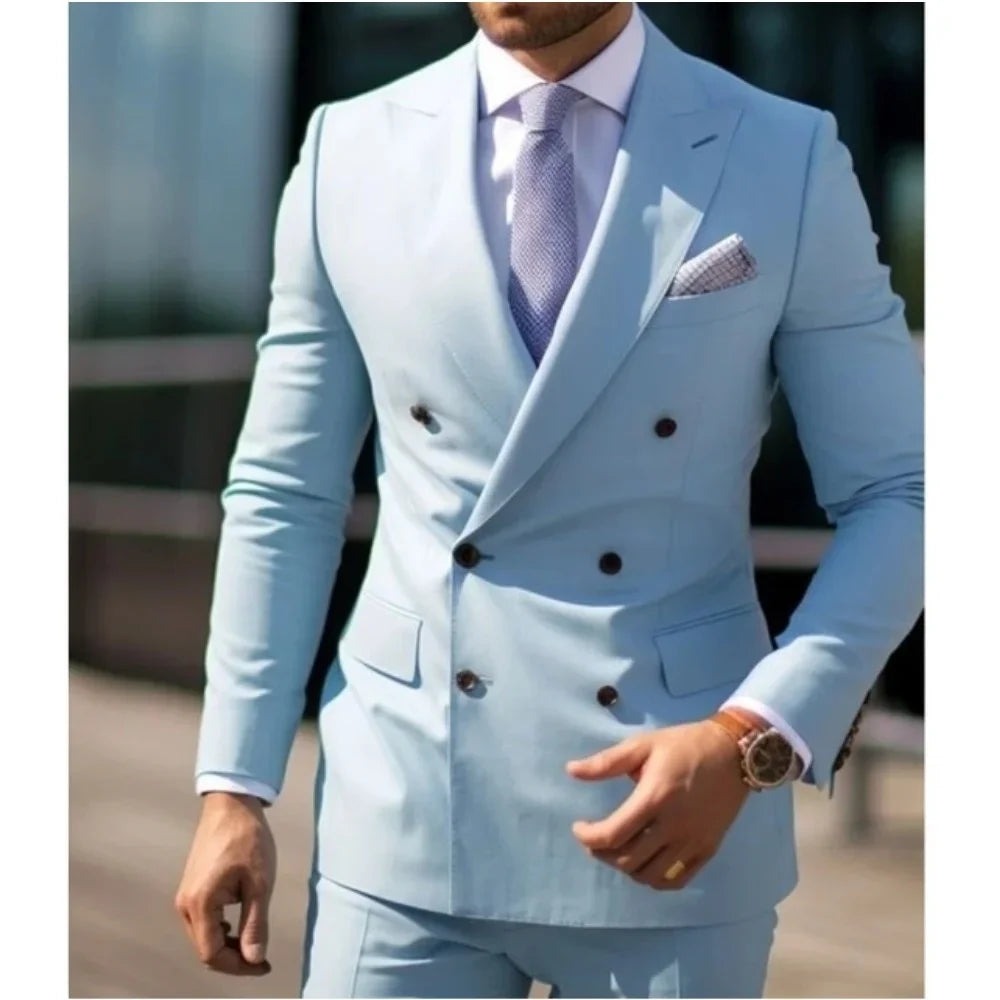 Men's Double Breasted 2-Piece Suit – Sparkling Burnt Orange – Wedding & Daily Wear