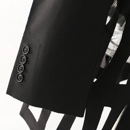 Women Chic Blazer Hollow Out Niche Design Single Button Notched Collar High-end Jacket Fashion Coat New Spring 2026 HK19476