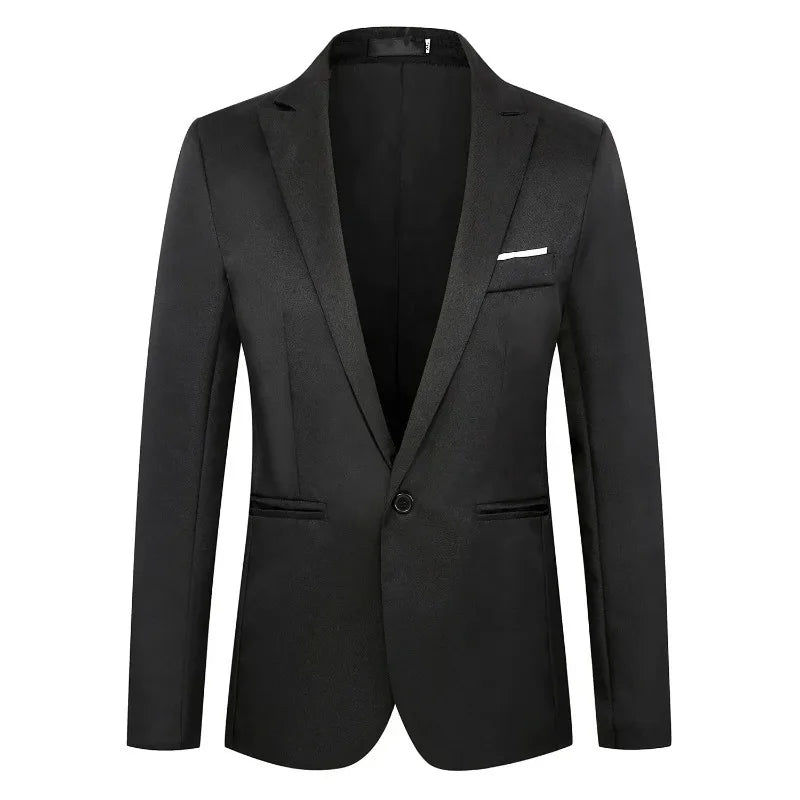 KIDWHXR Man Suit Jacket Slim Solid Single-breasted Suits Coats Men Long Sleeve Formal Business Party Wedding Blazer for Male