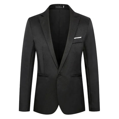 KIDWHXR Man Suit Jacket Slim Solid Single-breasted Suits Coats Men Long Sleeve Formal Business Party Wedding Blazer for Male