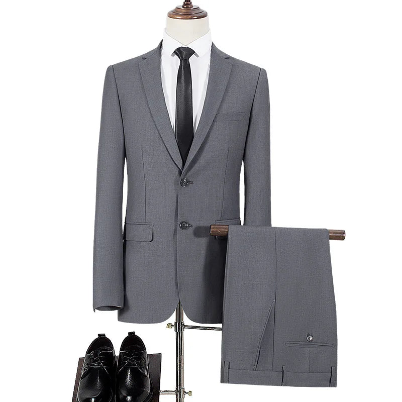 Men's Slim Fit Single Breasted Suit – Casual & Formal Two-Piece Set for Weddings & Business