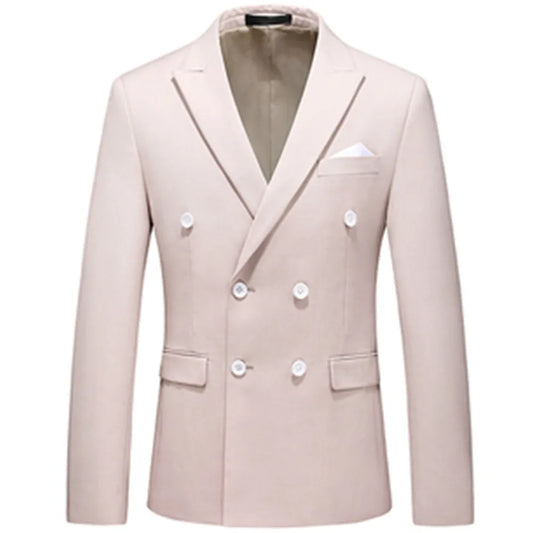 Men's Double Breasted Blazer Plus Size Slim Fit Suit Jacket for Formal and Business Occasions
