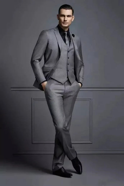 Costume sur mesure pour marié et garçons d'honneur, ensemble gris, smoking de témoin, costume de bal de mariage, veste + pantalon + gilet