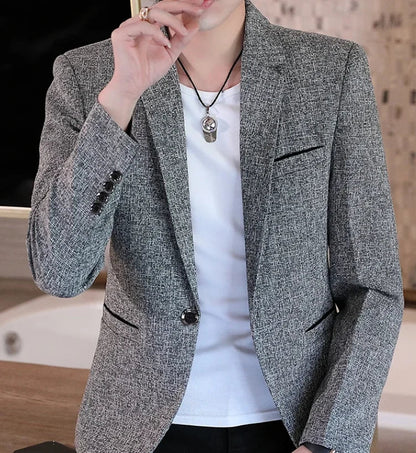 Men's Slim Fit Business Casual Shirt 2025 Korean Fashion Handsome All Seasons Polyester Boutique Style