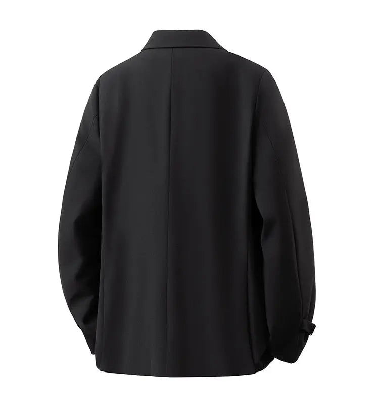 Men Suit Jacket Metal Buckle Designer Blazer Masculino Casual Man Dress Luxury Cool Black Chaquetas Hombre Elegantes Streetwear