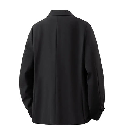 Men Suit Jacket Metal Buckle Designer Blazer Masculino Casual Man Dress Luxury Cool Black Chaquetas Hombre Elegantes Streetwear