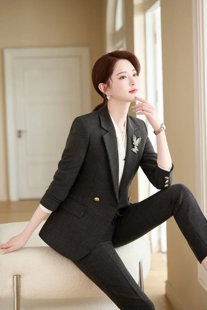 Stylish Professional Womens Boutique Pant Suit. Two-Piece Trousers + Suit Jacket, 2026 Autumn and Winter New Style