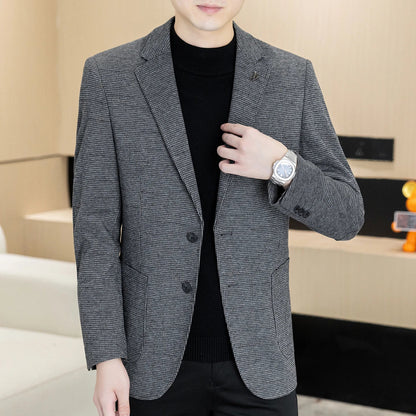Men's Blazer Single Breasted Smart Casual Grey Coffee Spring Autumn