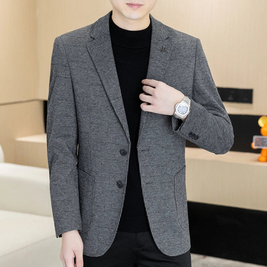 Men's Blazer Single Breasted Smart Casual Grey Coffee Spring Autumn