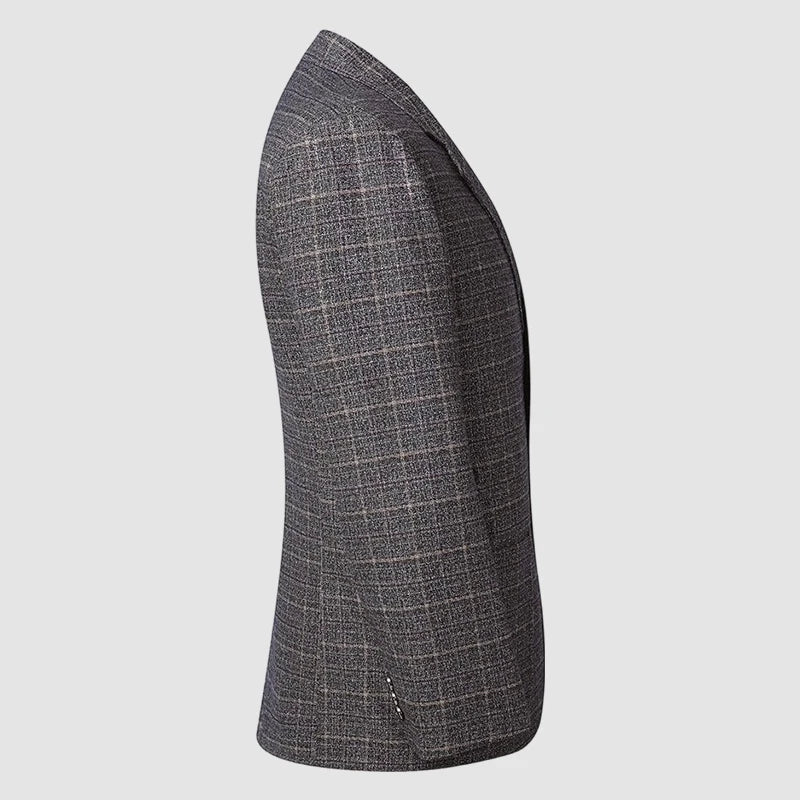 High-End Men's Fashionable Grid Suit Jacket Versatile Trendy Elderly Men's Single-Breasted Elegant Outerwear