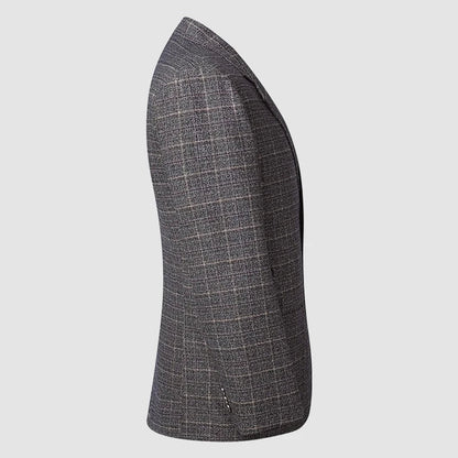 High-End Men's Fashionable Grid Suit Jacket Versatile Trendy Elderly Men's Single-Breasted Elegant Outerwear