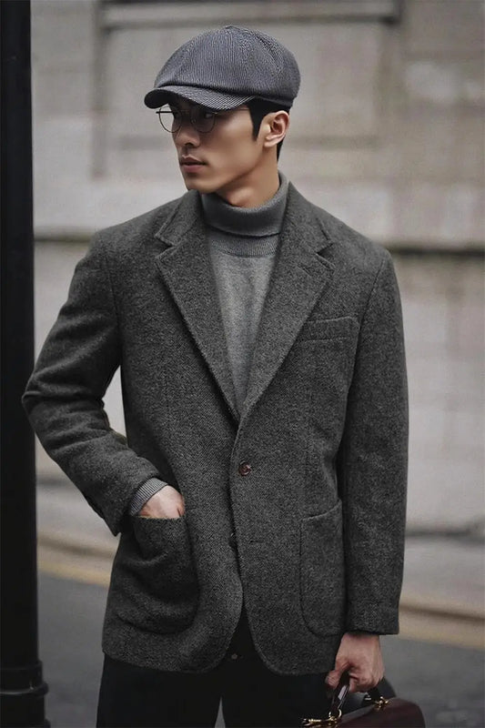 Woolen Fabric Men Twill Suit Jacket Autumn Man Blazers Man Plus Size Custom Suit Coat Italian Style Business Office Suit Jacket