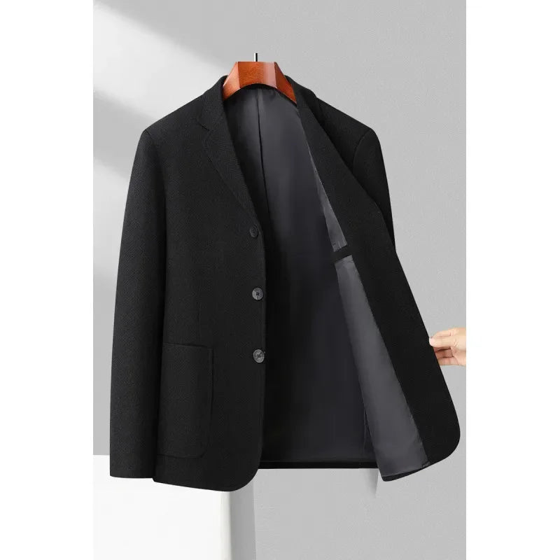 Mens Blazer Fashion Business Handsome Gentleman Korean Version of British Style Leisure Slim Solid Color Wedding Work Blazer