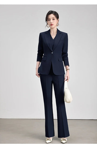 Office Lady Work Blazer Trousers Suits for Women Autumn New Business Chic Blazer and Pants Sets 2 Pieces Womens Outfit Pink
