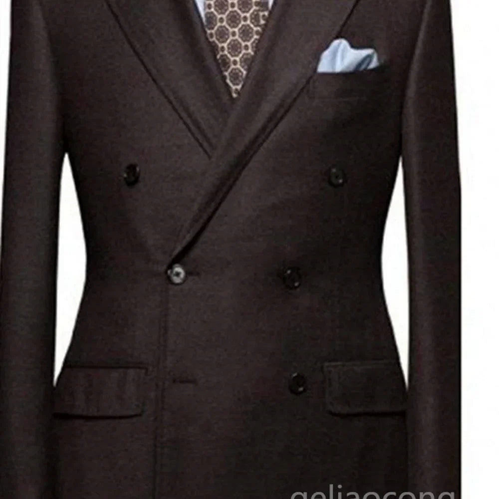 Blue Shawl Lapel Double Breasted Suit Jacket for Men Slim Fit Comfortable Wedding Blazer Prom Tops Regular Fit