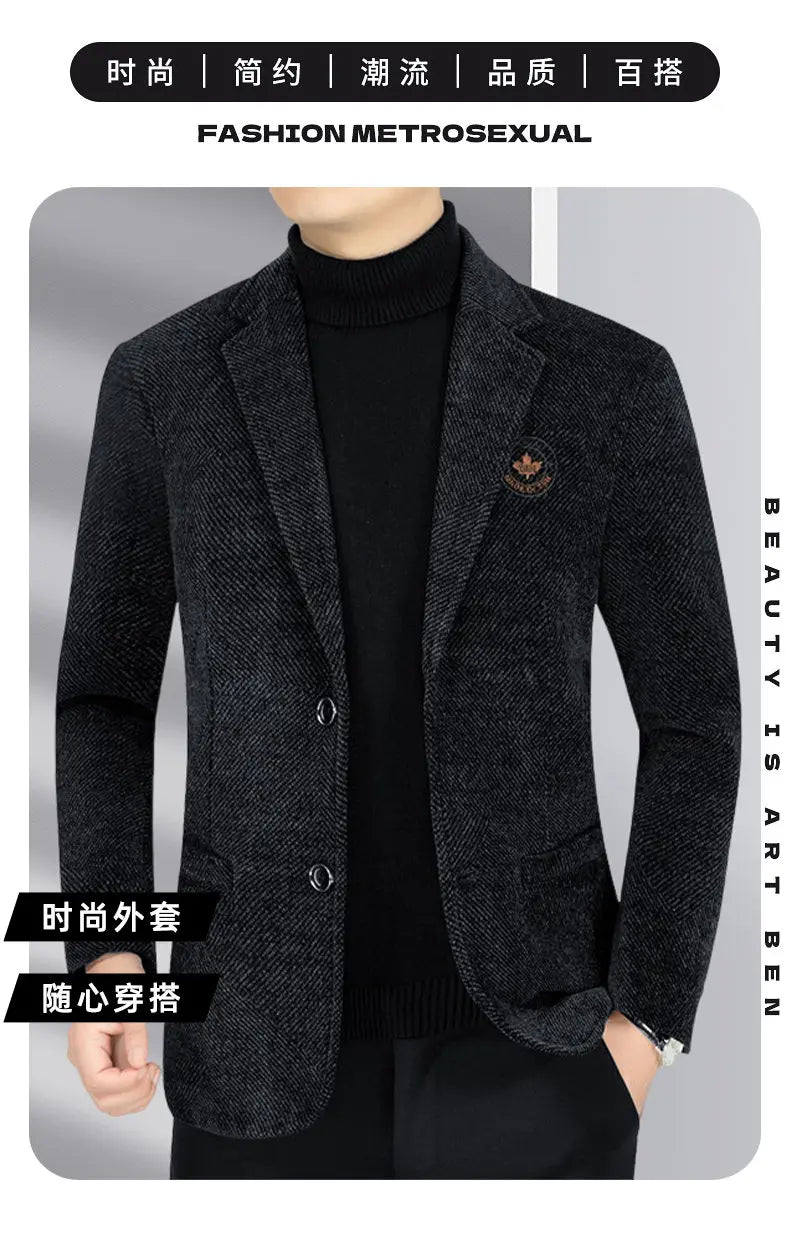 Blazer Men's Business Gentleman Wedding Fashionable Solid Color Best Man, Slimming and Casual Middle-aged and Elderly Blazer