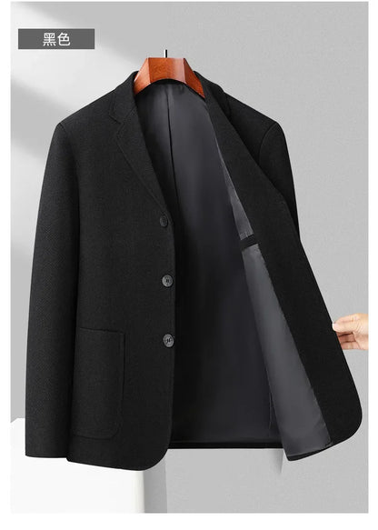 Men's Wool Blazer Herringbone Pattern Casual Business Suit Jacket Comfortable and Stylish Coat