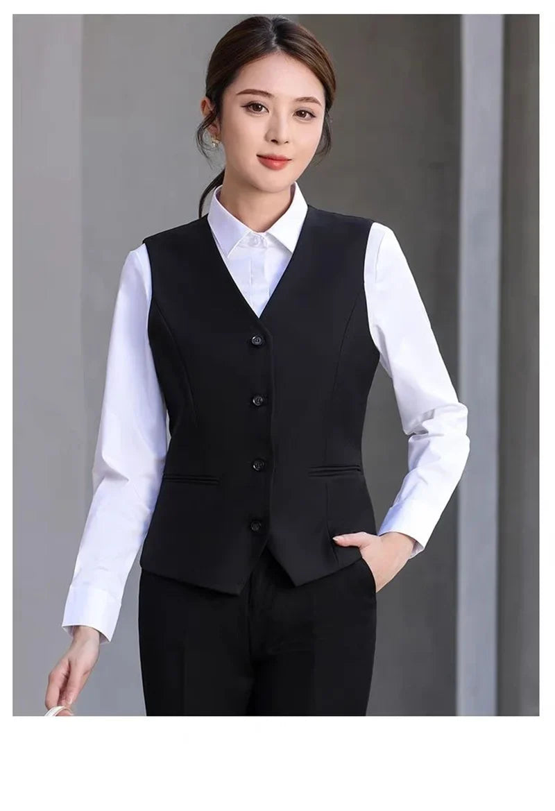 Korean 2026 Spring New Women's Blazer High End Casual Vest Waistcoat Female Professional Vest V-neck Sleeveless Short Jacket