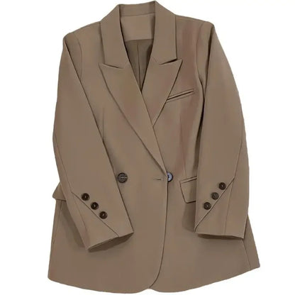 Women's 2025 SS FW Brown Double Breasted Loose Blazer Korean Trendy Casual Workwear Slimming Chic Fashion Internet Hot Jacket