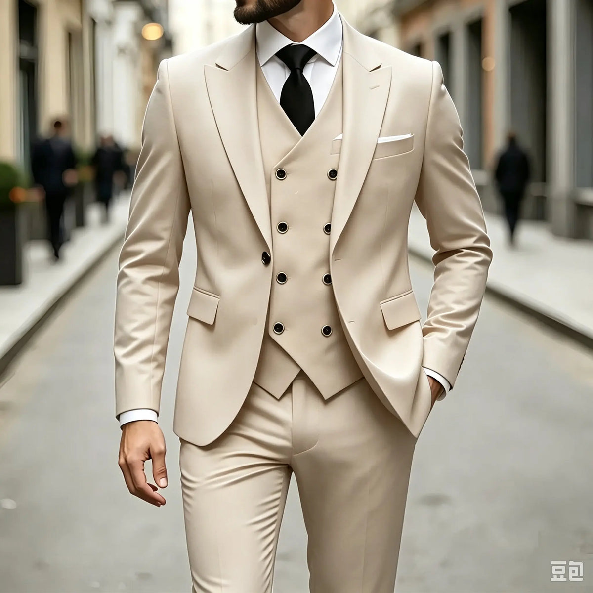 Elegant Male Suit 3 Pieces Blazer Vest and Pants Set Peak Lapel Tuxedo Suits for Men Ceremony Wedding Dresses Business Prom