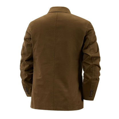 KIDWHXR Blazer Men Loose Turn Down Collar Single-breasted Male Outerwear Retro Business Casual Long Sleeve Pocket Man Suit Coat