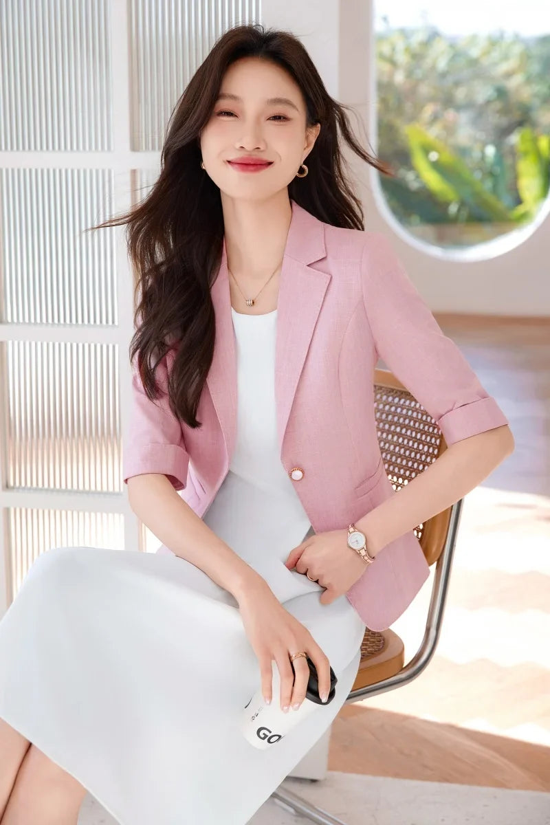 Fashionable Mid-Sleeved Women's Suit, Boutique Two-Piece Pants + Blazer. Style, New 2025 Summer Style