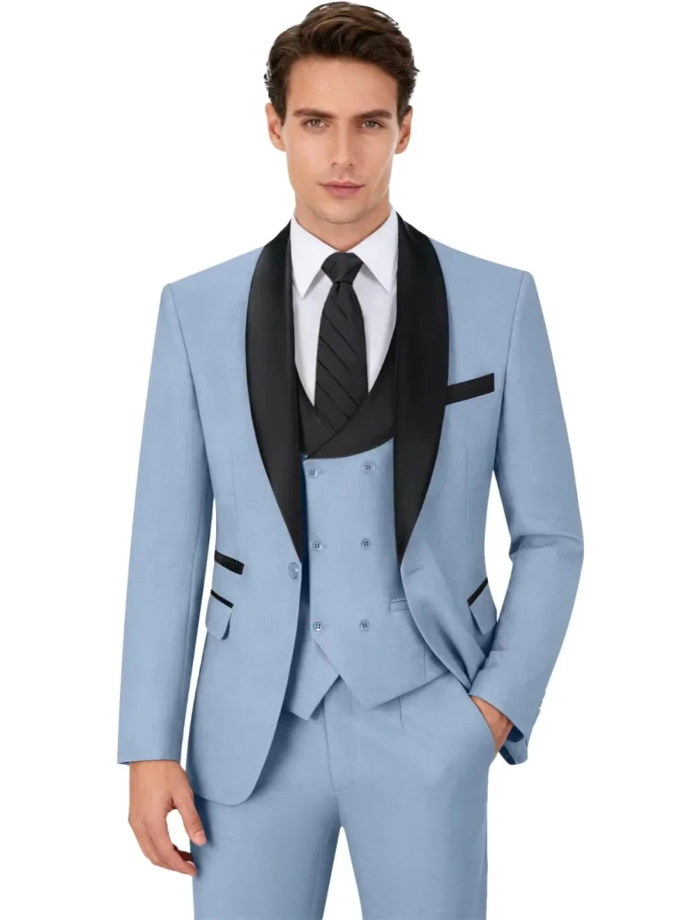 Multi-colors Men's Handsome Suits 3 Pieces Banquet Party Wear Classic Shawl Lapel Suit Set Wedding Groom Sets Plus Size Tuxedo