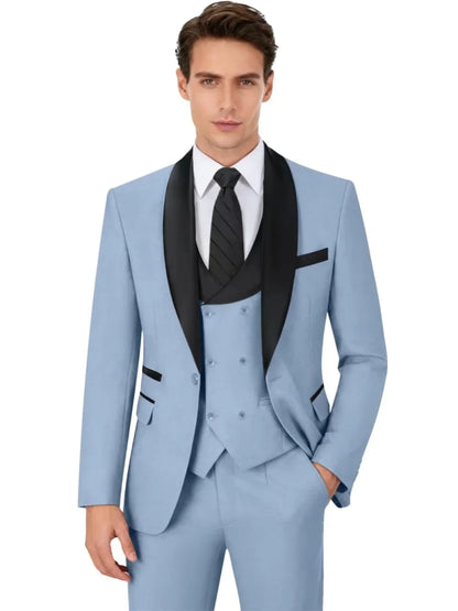 Multi-colors Men's Handsome Suits 3 Pieces Banquet Party Wear Classic Shawl Lapel Suit Set Wedding Groom Sets Plus Size Tuxedo