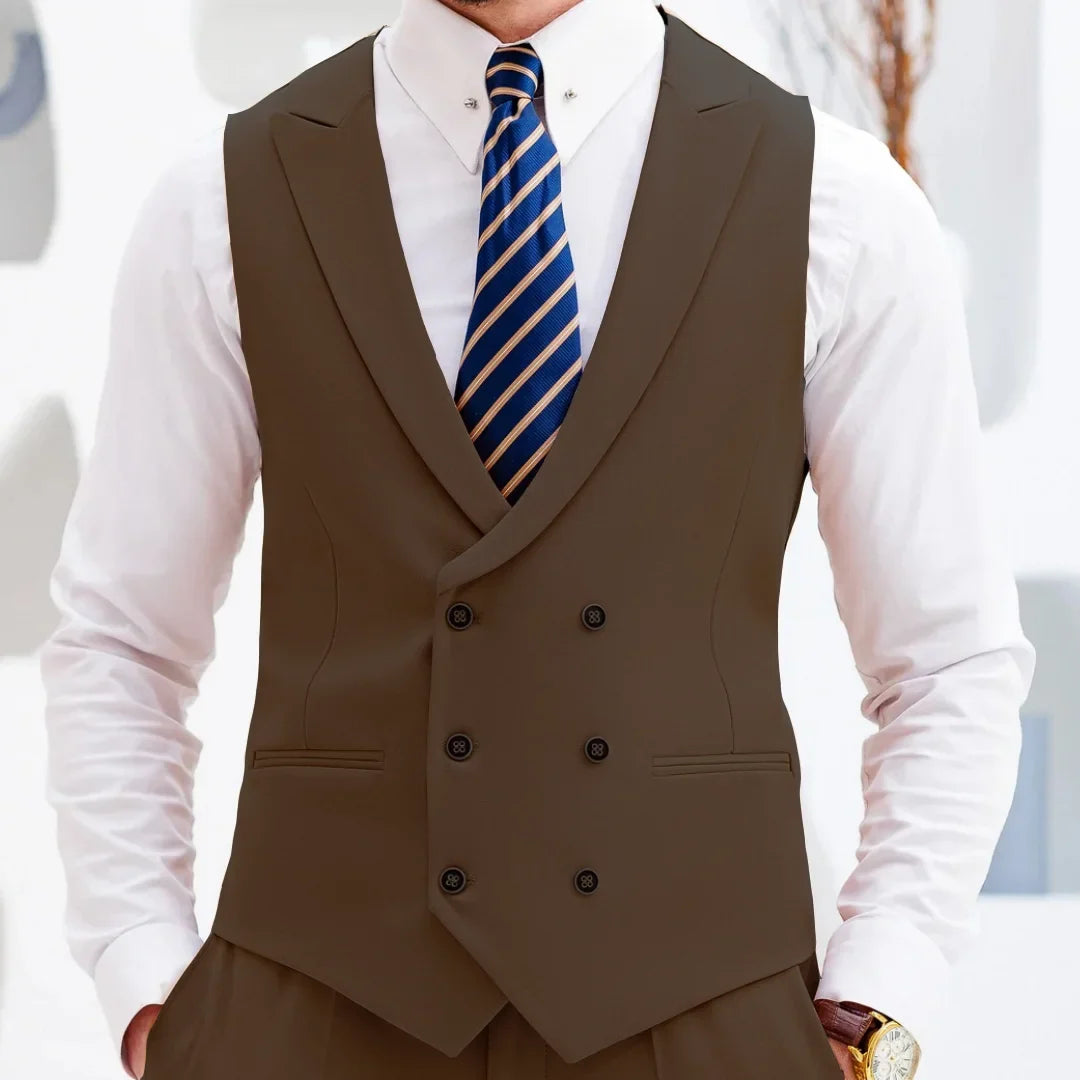 Men's Double Breasted Vest Formal Lapel Waistcoat for Wedding & Special Occasions