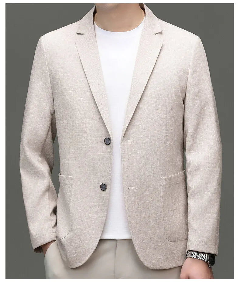 Blazer Summer Men's Fashion Gentleman Korean Version Trendy Performance Banquet Host Casual Ice Silk Sun-protective Clothing