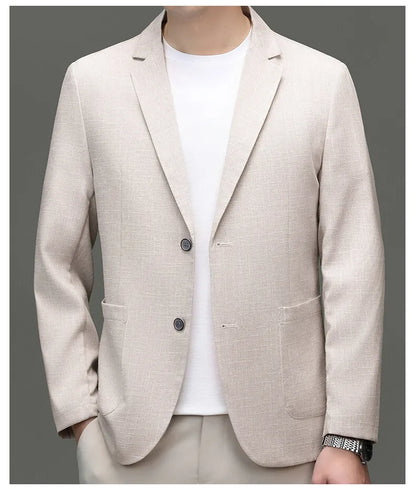 Blazer Summer Men's Fashion Gentleman Korean Version Trendy Performance Banquet Host Casual Ice Silk Sun-protective Clothing