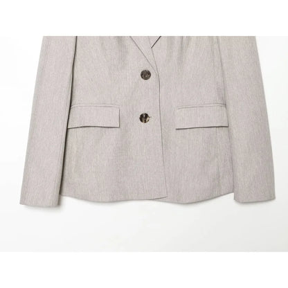 Stylish OL Style Pant Sets Women New Matching Sets Linen Blazer with Shoulder Pads and Flap Pockets + High-waisted Pleated Pants