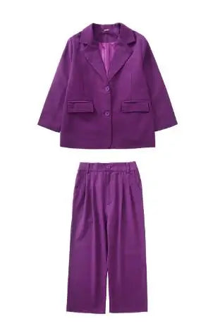 Hip Hop Boys Solid Suit Jacket Outfits Girls Loose Blazer Street Dance Pants Clothes Sets Children Streetwear Kids Jazz Costumes