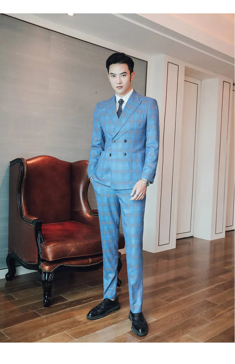 Men's Three-Piece Suit – Double Breasted Slim Fit Formal Suit for Men in Multiple Colors