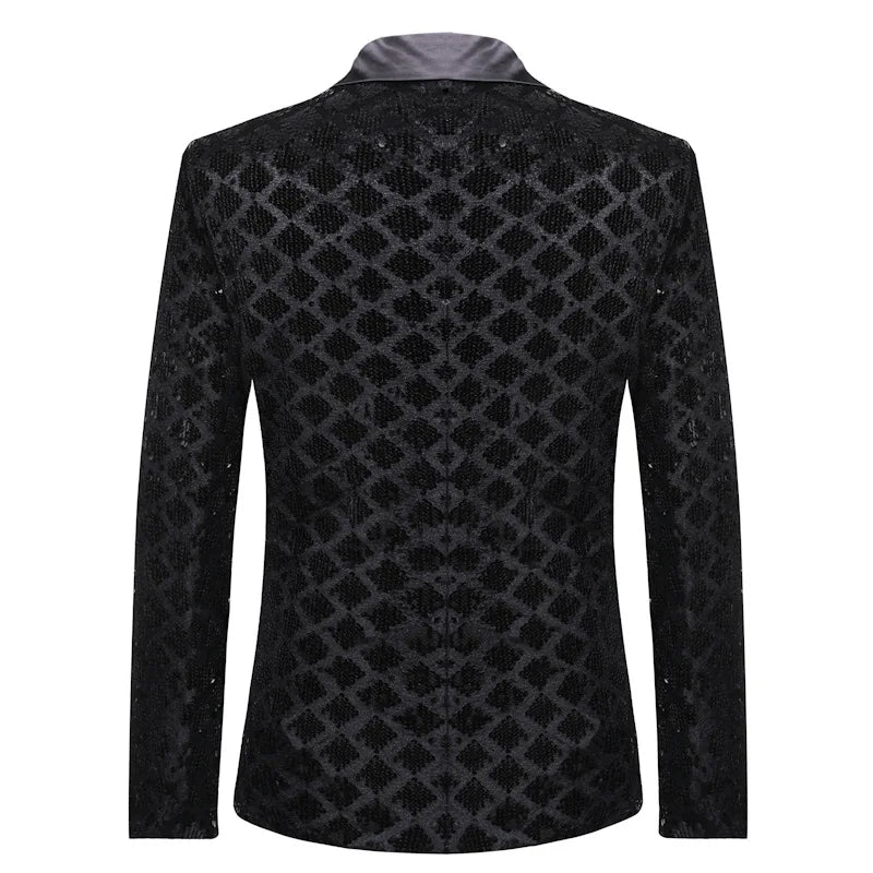 Men's Suit Jacket Autumn and Winter New High-quality Men's Polka Collar Suit Stage Banquet Hosting Party Diamond Sequin Dress