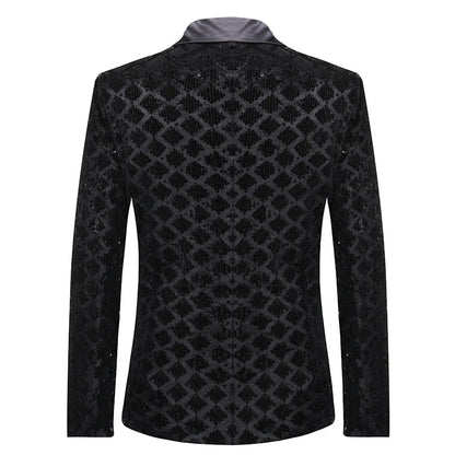 Men's Suit Jacket Autumn and Winter New High-quality Men's Polka Collar Suit Stage Banquet Hosting Party Diamond Sequin Dress