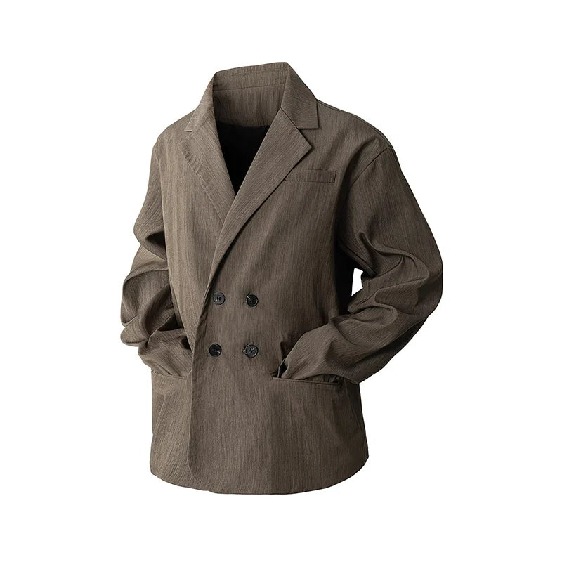 Men's Double Breasted Smart Casual Blazer – Black & Coffee | Spring Autumn Jacket