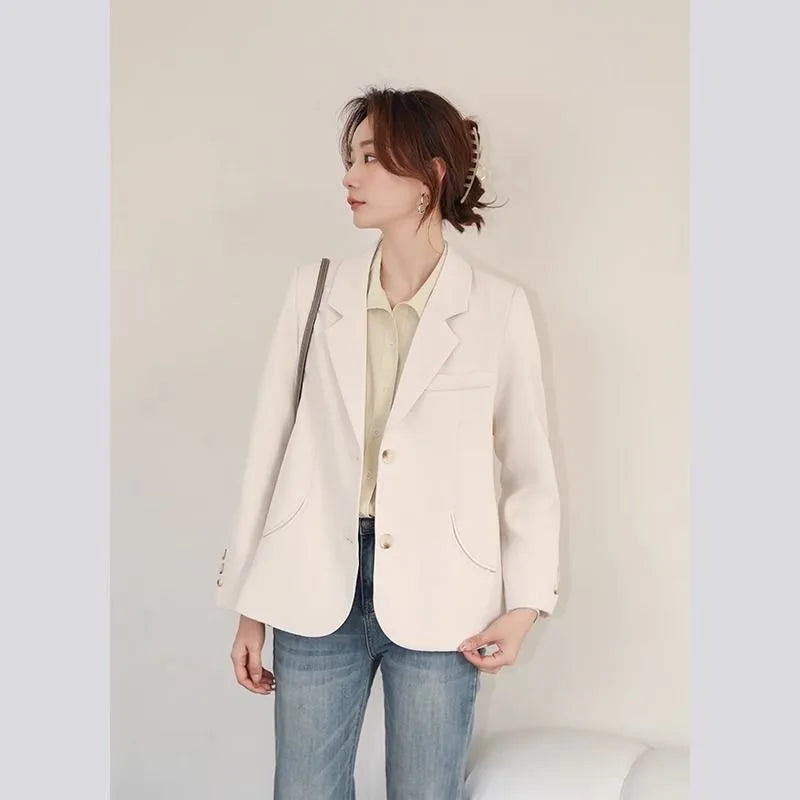 Women's 2025 New Korean Petite Niche Design Solid Slim Fit Blazer High Quality Slimming Minimalist Work Spring Autumn