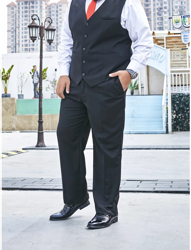 Plus Size Men's Single Breasted Suit Vest for Groom and Host – Black, Grey and Navy