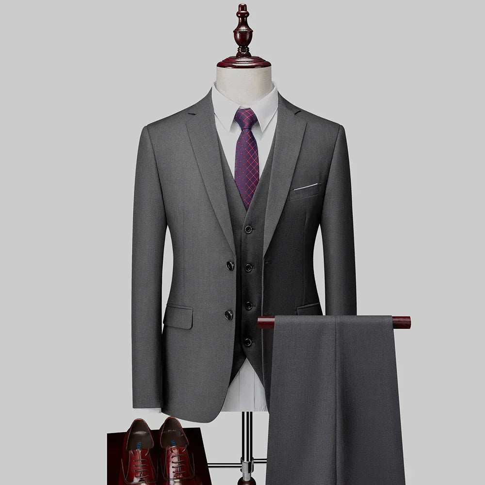 White Men Suits Slim Fit 3 Piece Double Breasted Suit Men Wedding Prom Party Business (Blazer+Vest+Pants) Wedding Suits for Men