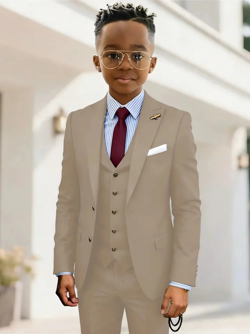 Formal Boys Suits 3 Pieces Wedding Ring Bearer Outfit Handsome Peak Lapel Homecoming Suit Set Fast Delivery Tuxedo 2-20T