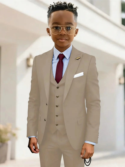Formal Boys Suits 3 Pieces Wedding Ring Bearer Outfit Handsome Peak Lapel Homecoming Suit Set Fast Delivery Tuxedo 2-20T