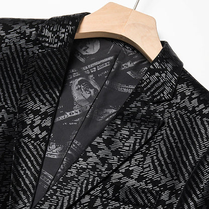 Men's Black Sheepskin Leather Blazer Single Breasted Oversized Winter Biker Style