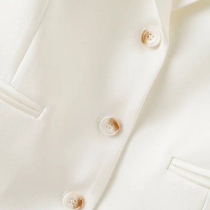 Fashionable White Short Suit Collar Vest for Women, Spring & Fall Style, Workplace Elegant, Slim and Versatile Sleeveless Vest t