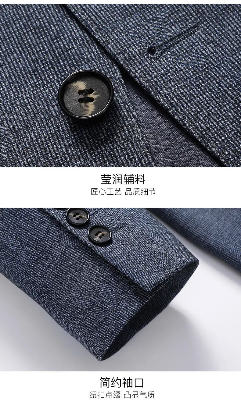 Blazer's New Men's Fashionable Business Wedding Banquet Casual Hosting Dress Showcases A High-end Middle-aged Gentleman Blazer